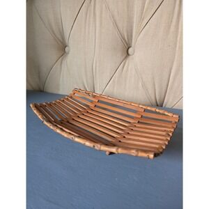 Vintage Bamboo & Teak Wood Mid Century Modern Natural Handmade Serving Tray